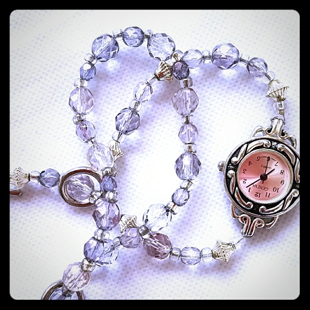 Hand Bead watch/bracelet& earring set